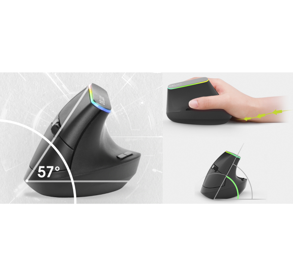 Mouse vertical inalámbrico Delux M618C Negro