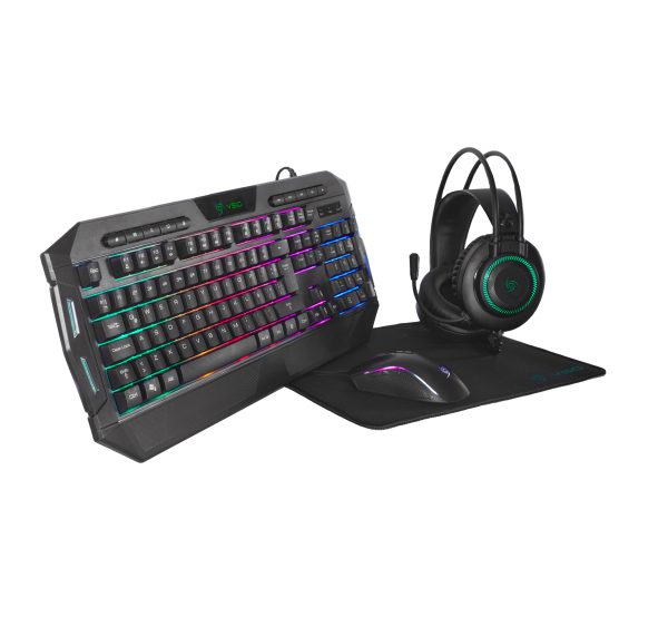 Combo 4 en1 Vsg Crux Teclado, Mouse, Pad, Diadema