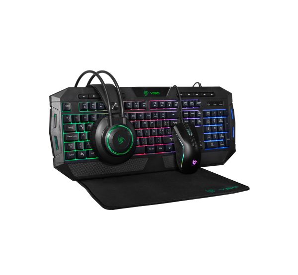 Combo 4 en1 Vsg Crux Teclado, Mouse, Pad, Diadema