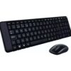Kit de teclado y mouse inalámbrico Logitech MK220 Español Latinoamérica de color negro