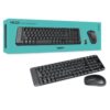 Kit de teclado y mouse inalámbrico Logitech MK220 Español Latinoamérica de color negro